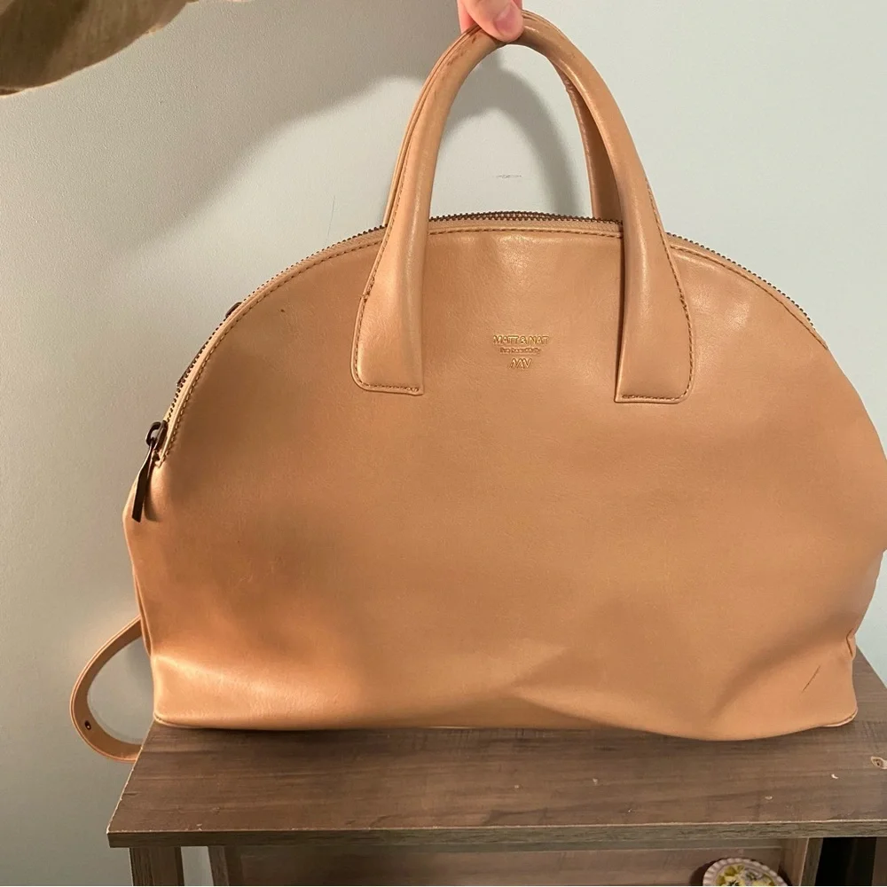 Matt & Nat Hand Bag Crossbody Purse Tote Camel/Beige Vegan Leather Shoulder Bag